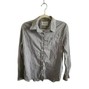 Rochelle Behrens THE BOYFRIEND SHIRT purple and white stripe - small